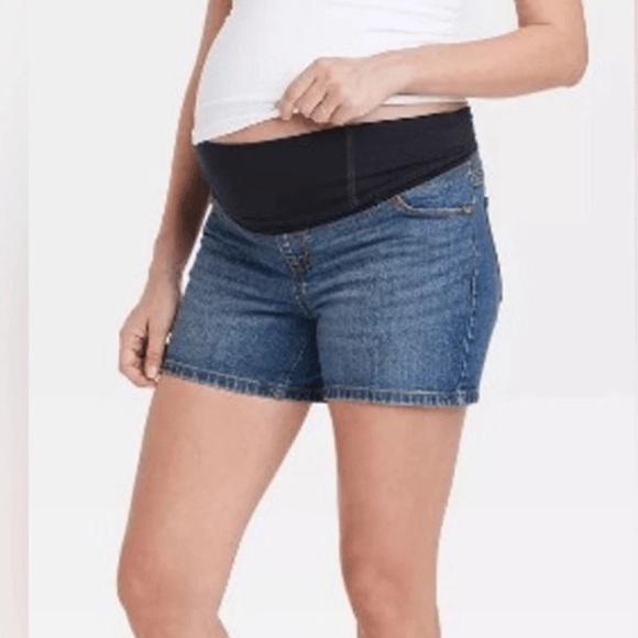 Isabel Maternity Denim Over the Belly Shorts Ladies 4 - Picture 1 of 15